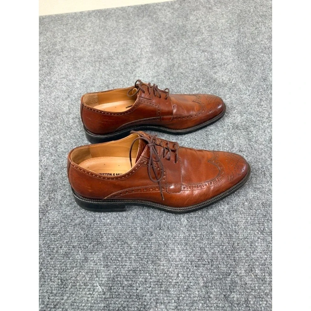 Johnston & Murphy Mens Wingtip  Brown Oxford Dress Shoes 15-4630 Size 9 1/2 M